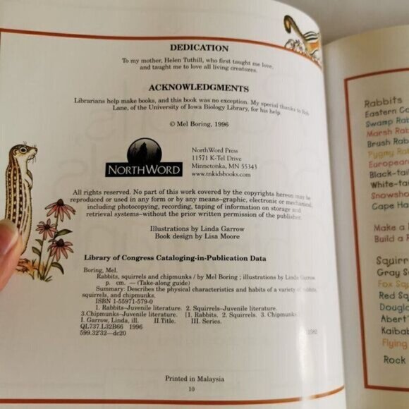 Take Along Guide Rabbits, Squirrels & Chipmunks Book, Fun with Nature Kids book - Picture 4 of 9